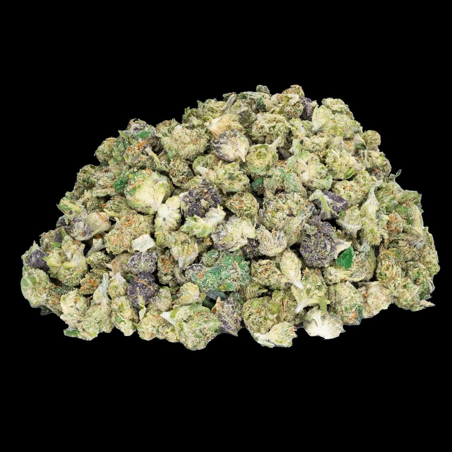 Premium Apple Fritter smalls strain by Bay Smokes, featuring colorful, frosty cannabis buds.