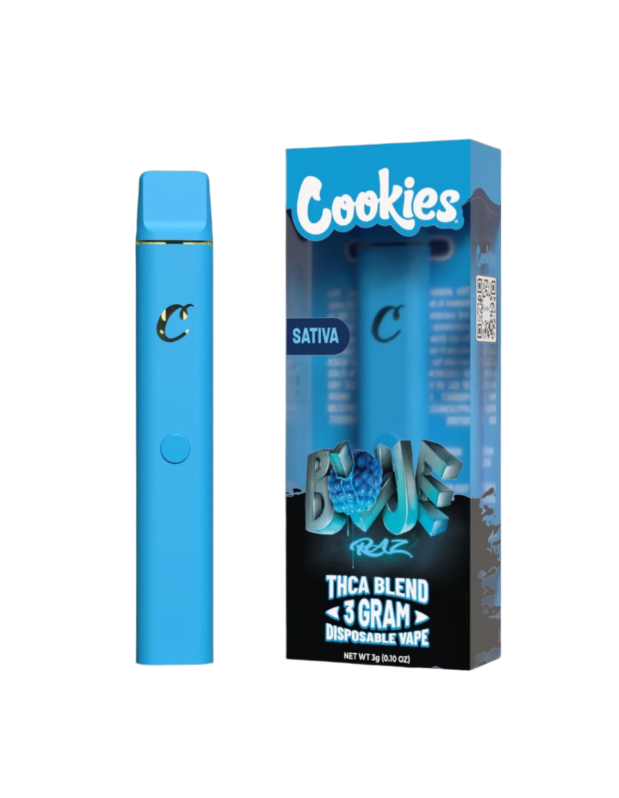 Blue Razz 3G Disposable Vape by Cookies with THCa blend packaging, offering smooth, flavorful hits for a satisfying experience.