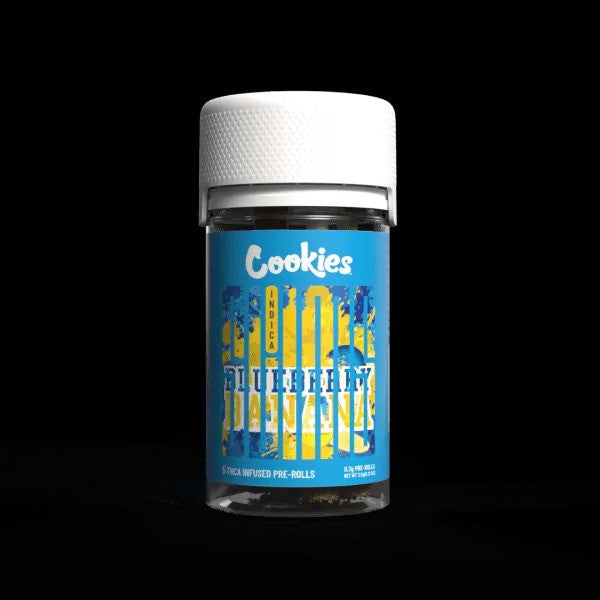 Blueberry Banana Slims 5 pack with THCA infused pre-rolls in a vibrant packaging, perfect for cannabis enthusiasts.