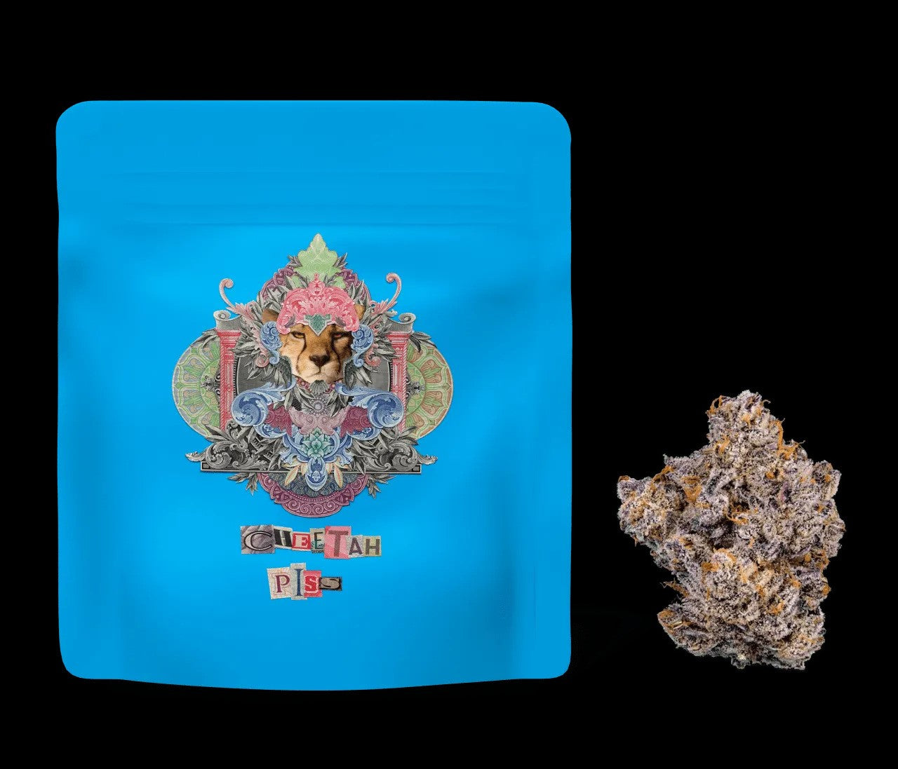 Cheetah Piss THCa Blended Flower packaging with premium quality hemp flower, perfect for an elevated experience.