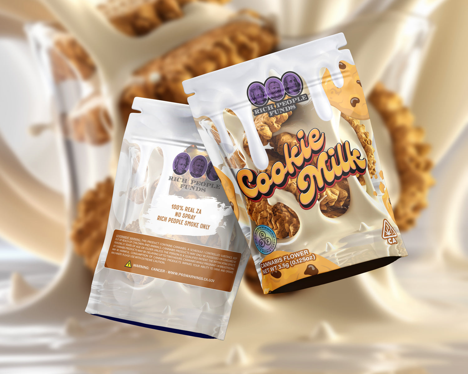 Cookie Milk product packaging with rich cookies and milk design, featuring THCA for a delightful experience.
