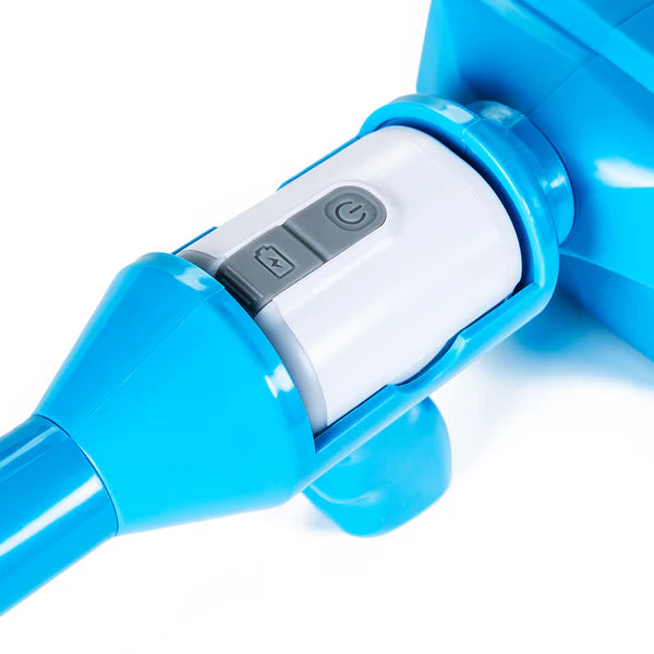 Close-up of the Cookies x Fuma V2 Smoke Thrower showing the control buttons and sleek design in vibrant blue.