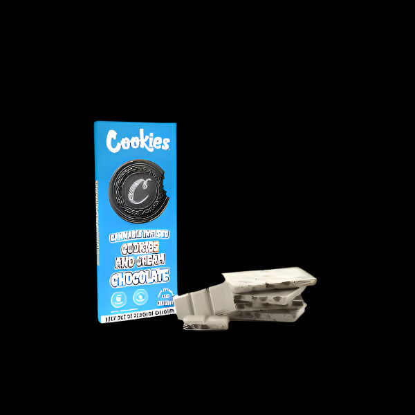 Cookies & Cream Chocolate Bar 300MG with white chocolate and cookie bits, infused with Delta 9 THC.
