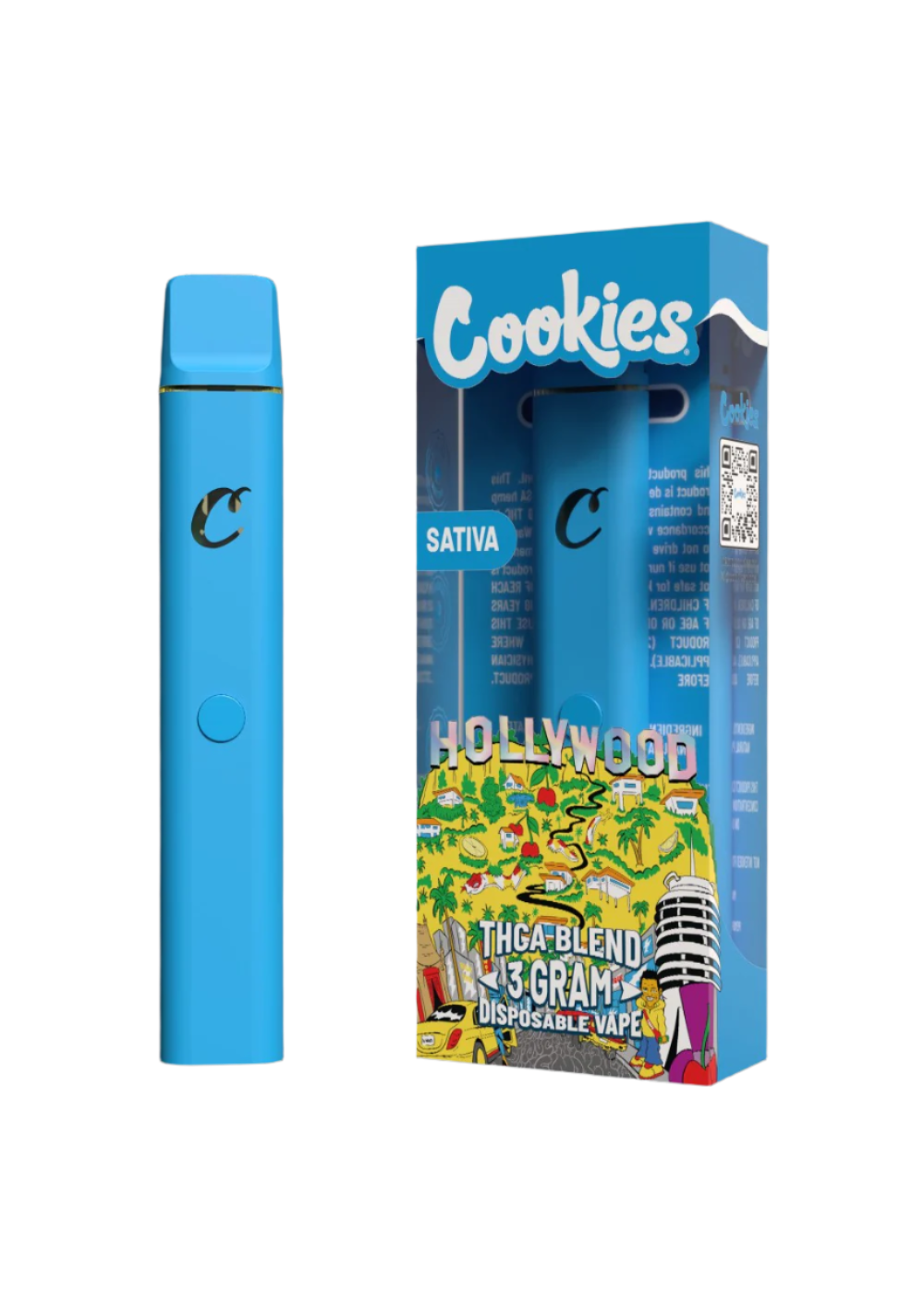 Hollywood 3G THCa Blend Disposable Vape by Cookies in blue packaging with vibrant design.