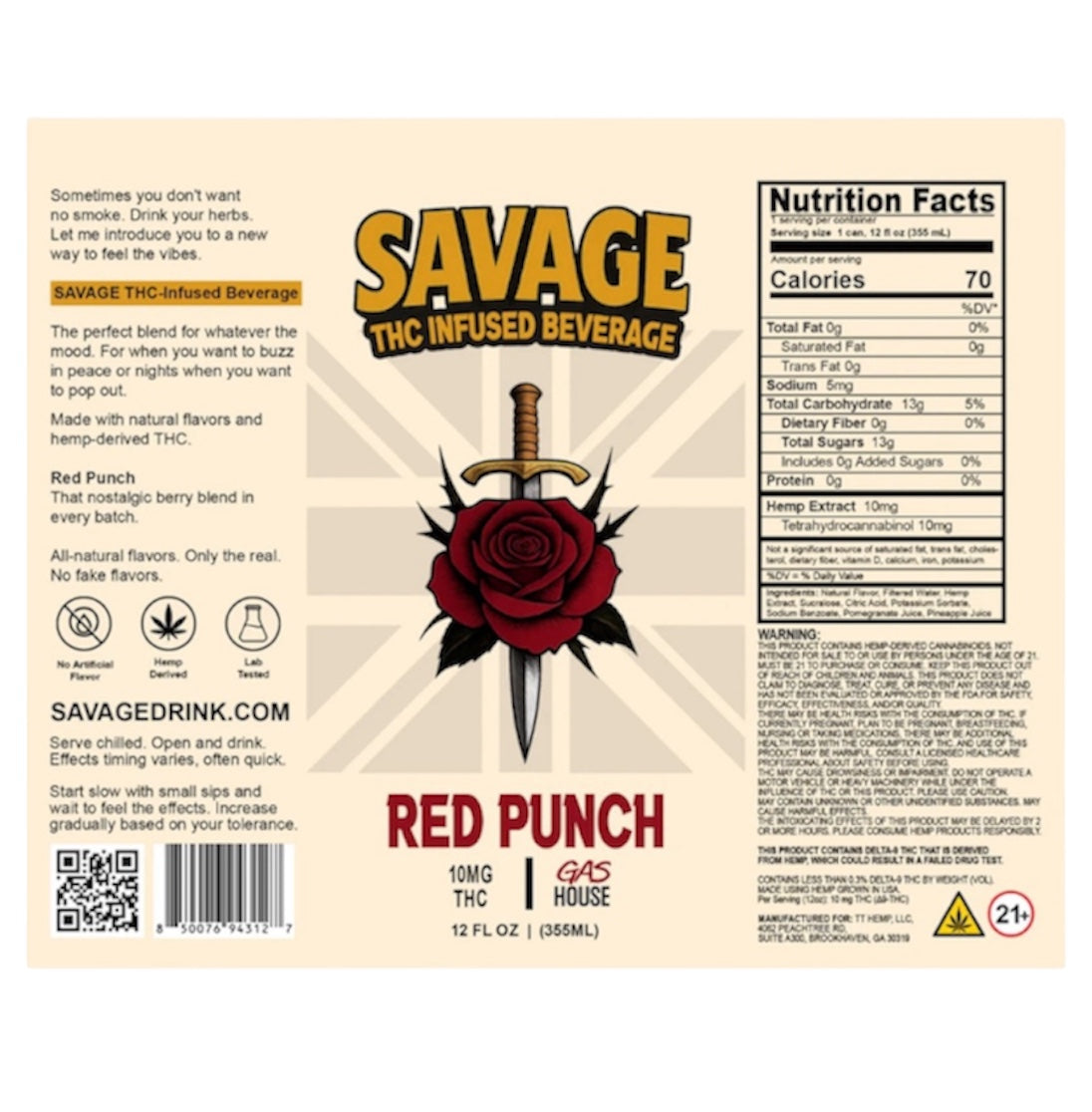 RED PUNCH THC DRINK  I SAVAGE DRINK By Gashouse