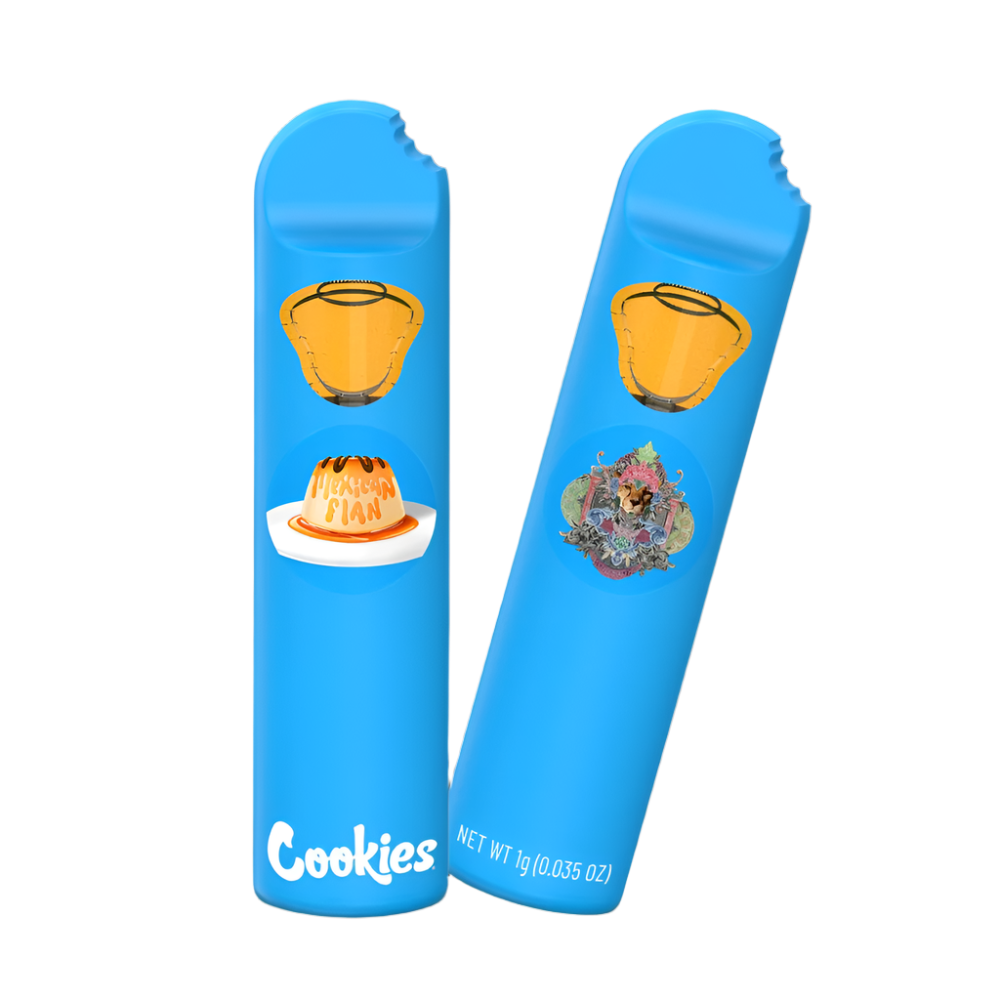 Mexican Flan cannabis product packaging with vibrant graphics and detailed flavor profile.